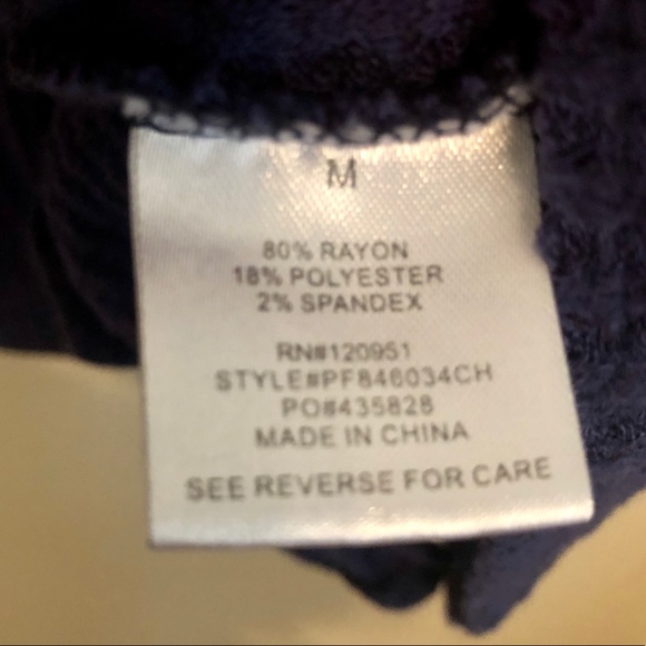 Pink Rose Navy Blue Short Sleeve Tie Front Top - Picture 3 of 3